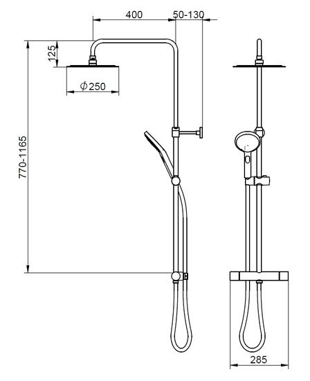 Suihkujärjestelmä Gustavsberg Estetic Round musta