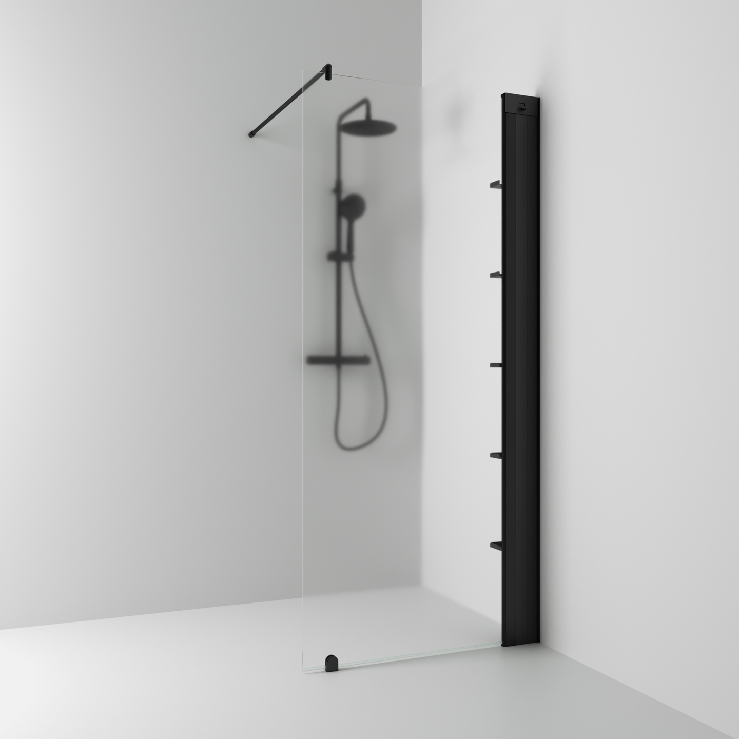 SKÄRMVÄGG SVEDBERGS SKOGA FAST SVART MATT FROSTGLAS 80,4X3X198CM