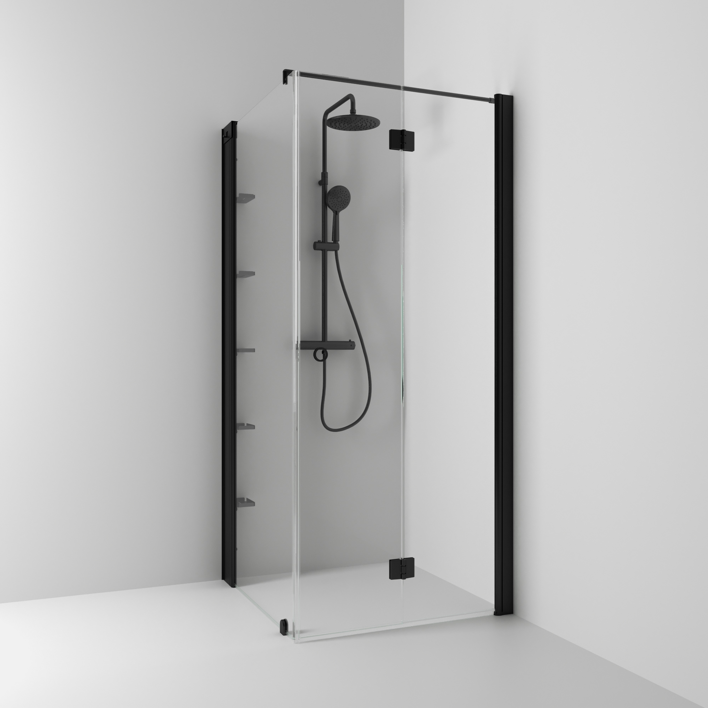 HÖRNDUSCH SVEDBERGS SKOGA VIK/FAST SVART MATT KLAR INTHT 80X90X198CM