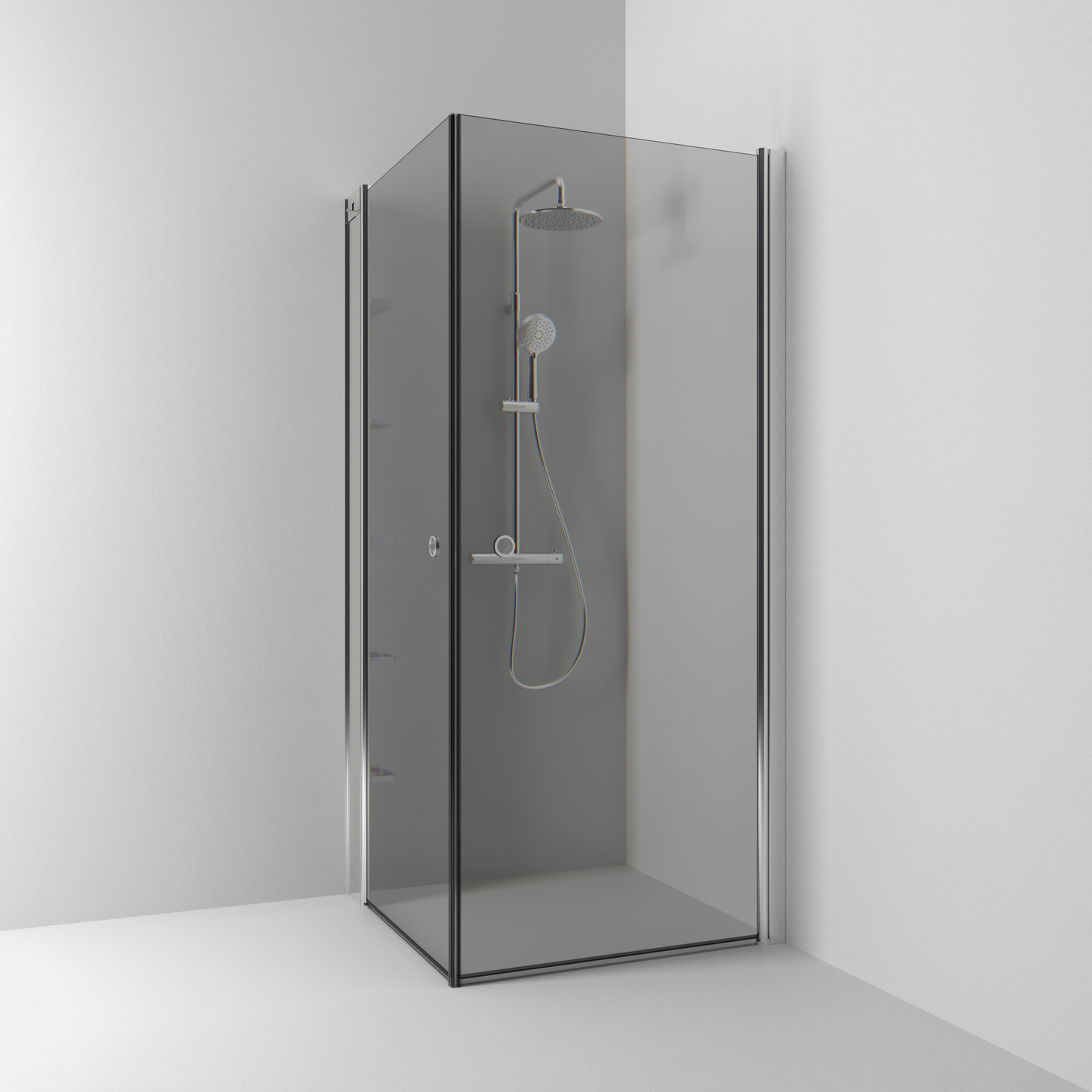 HÖRNDUSCH SVEDBERGS SKOGA RAK ALU BLANK RÖK INTHT 80X198X90CM