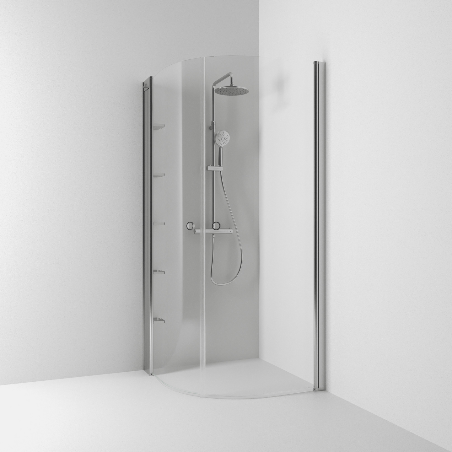 HÖRNDUSCH SVEDBERGS SKOGA HALVRUND ALU MATT KLARGLA INTHT 80X80X198CM