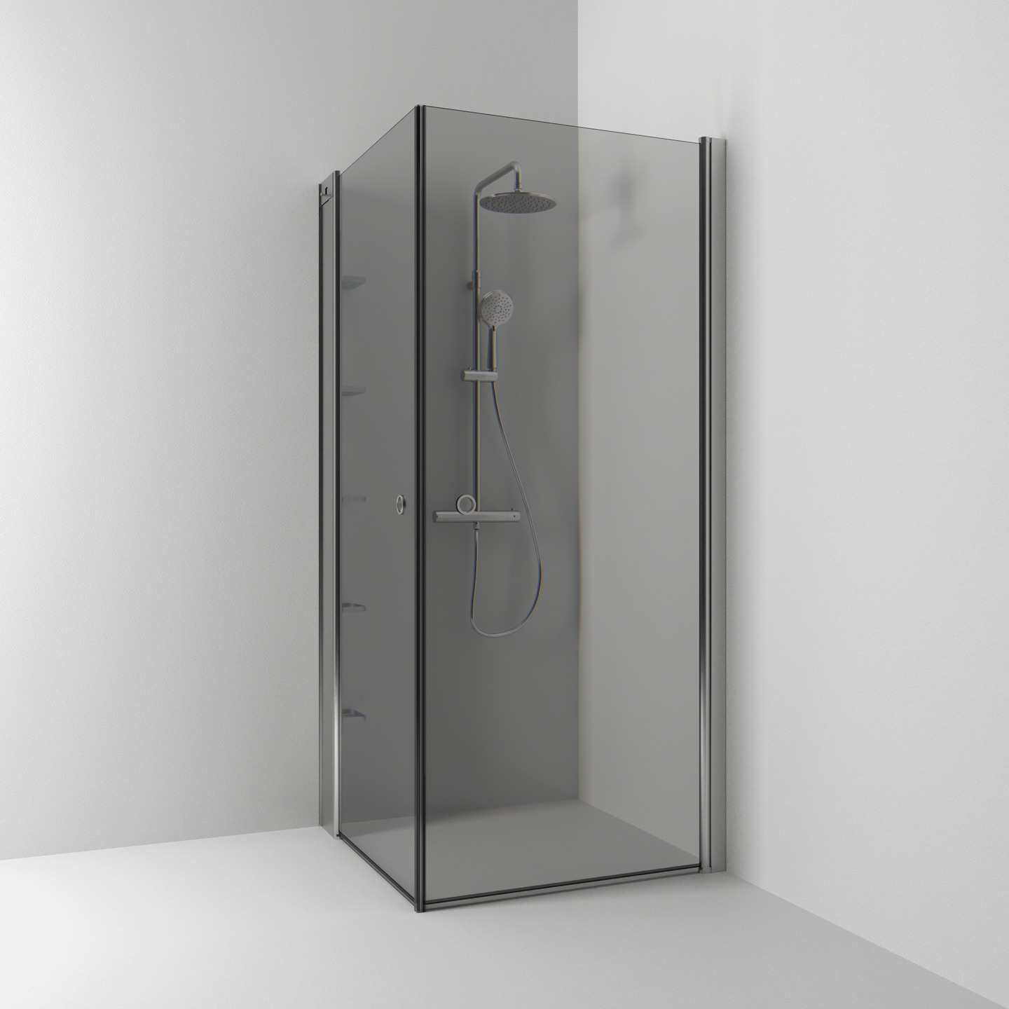 HÖRNDUSCH SVEDBERGS SKOGA RAK ALU MATT RÖK INTHT 70X198X80CM