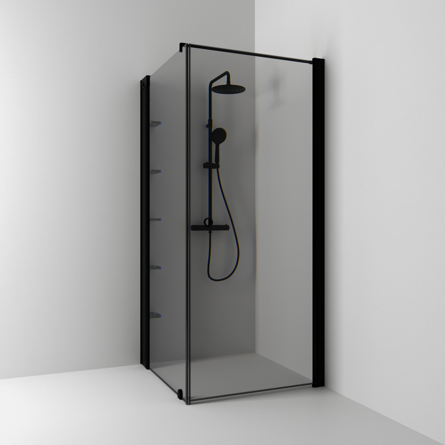 HÖRNDUSCH SVEDBERGS SKOGA RAK/FAST SVART MATT RÖK INTHT 90X198X93CM