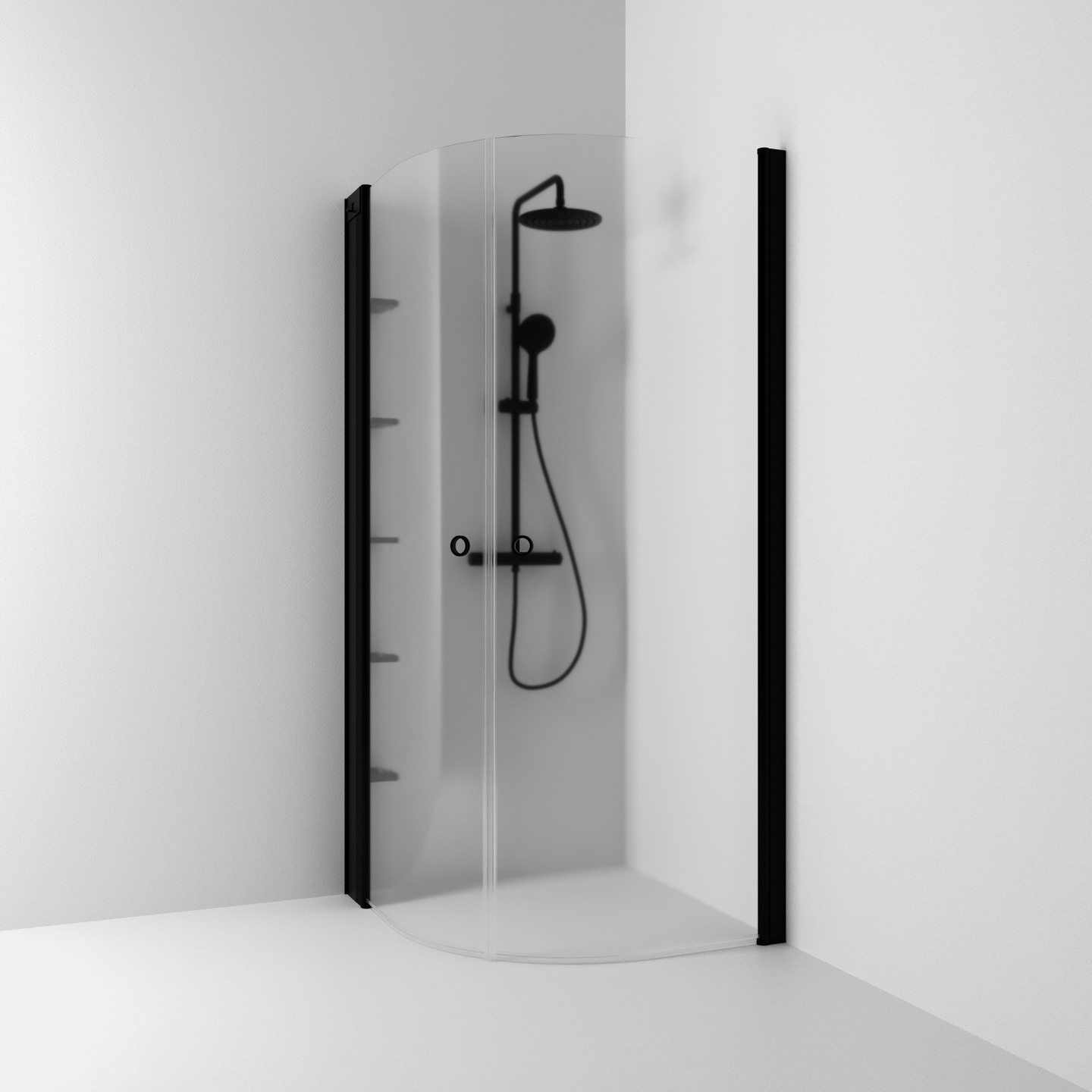 HÖRNDUSCH SVEDBERGS SKOGA HALVRUND SVART MATT FROST INTHT 90X198X90CM