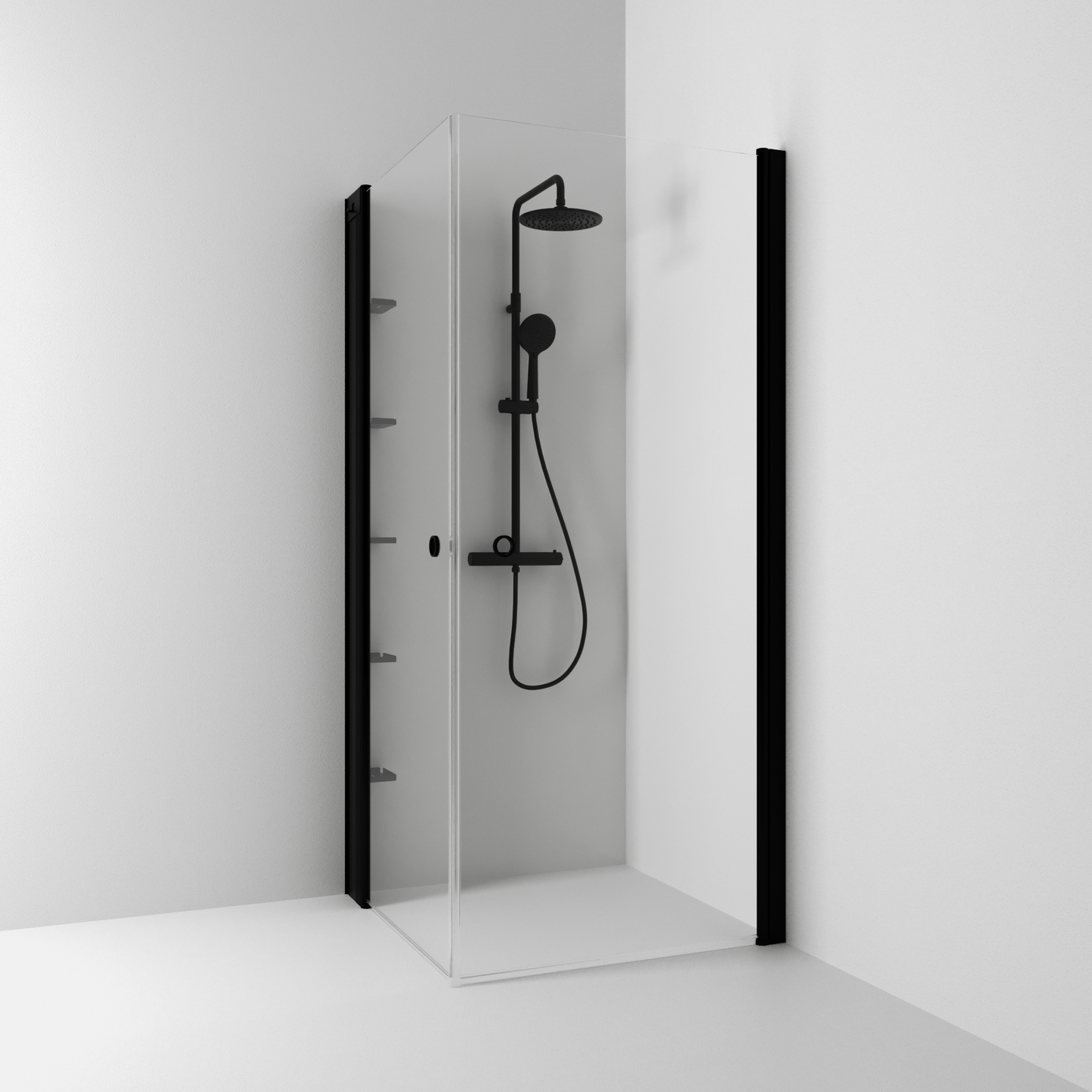 HÖRNDUSCH SVEDBERGS SKOGA RAK SVART MATT KLAR INTHT 70X198X80CM