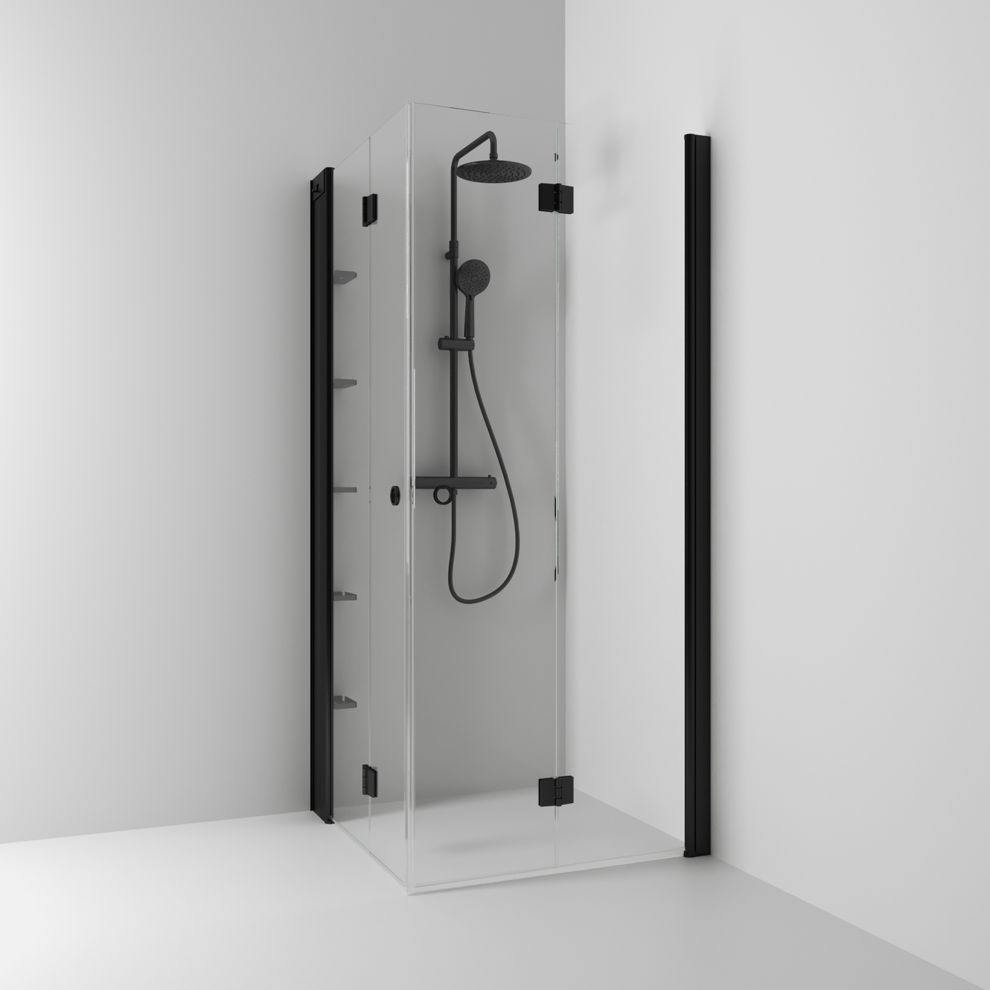 HÖRNDUSCH SVEDBERGS SKOGA VIK SVART MATT KLAR INTHT 80X100X198CM