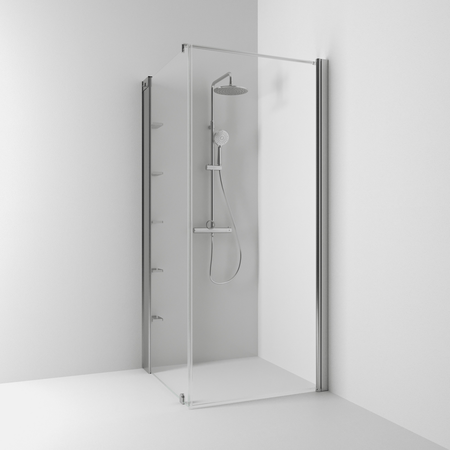 HÖRNDUSCH SVEDBERGS SKOGA RAK/FAST ALU MATT KLAR INTHT 100X198X83CM