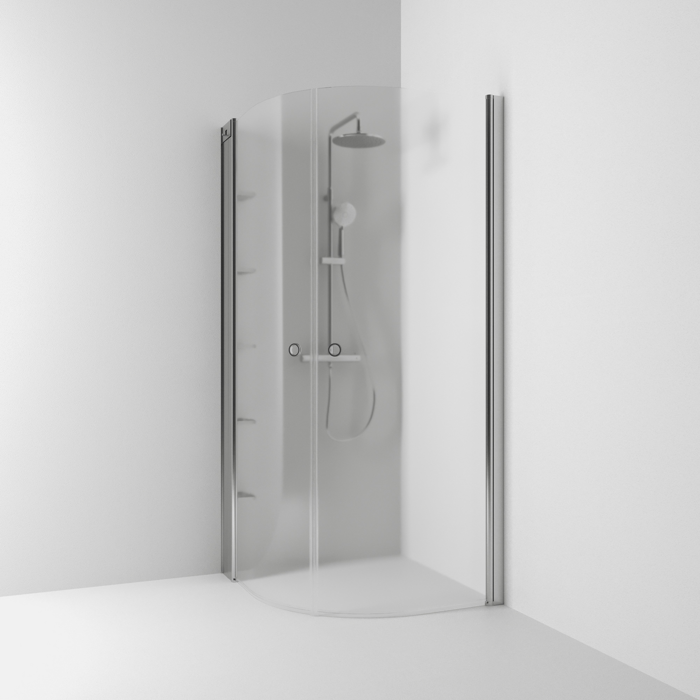 HÖRNDUSCH SVEDBERGS SKOGA HALVRUND ALU MATT FROST INTHT 80X198X80CM