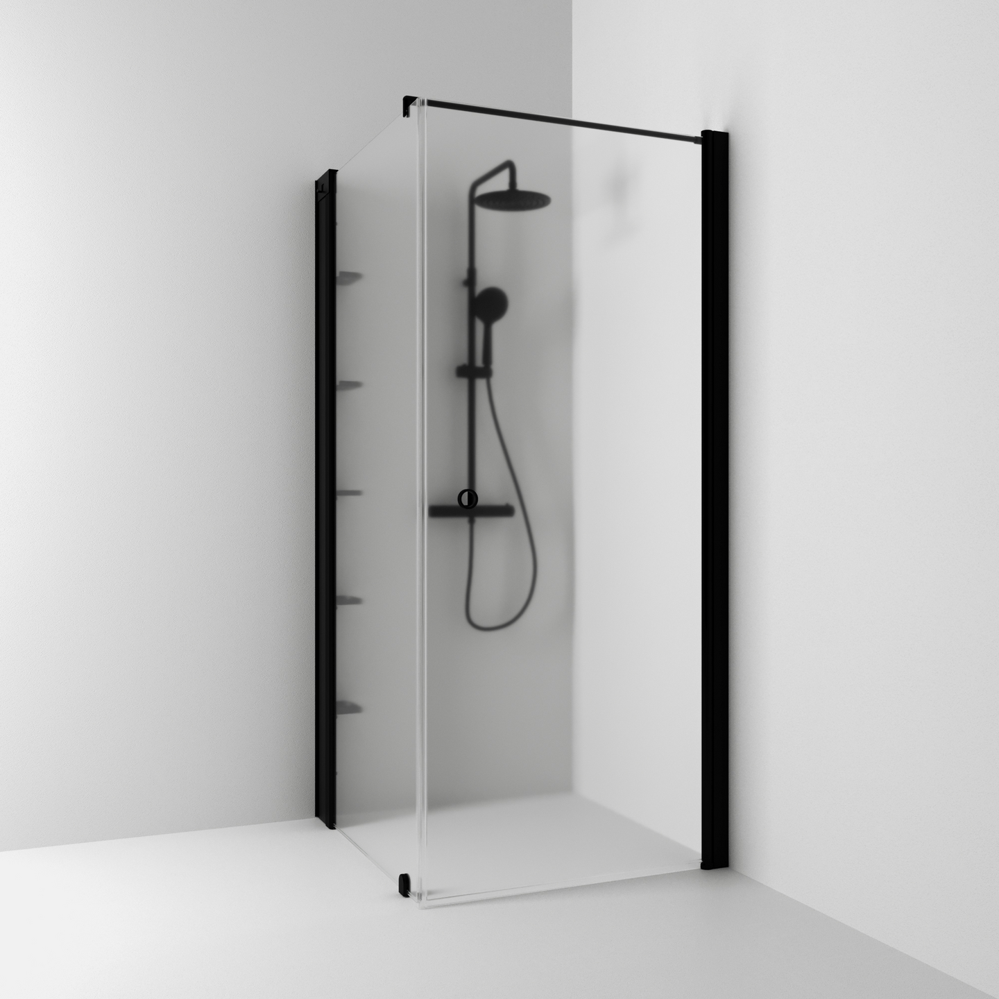 HÖRNDUSCH SVEDBERGS SKOGA RAK/FAST SVART MATT FROST INTHT 100X198X73CM