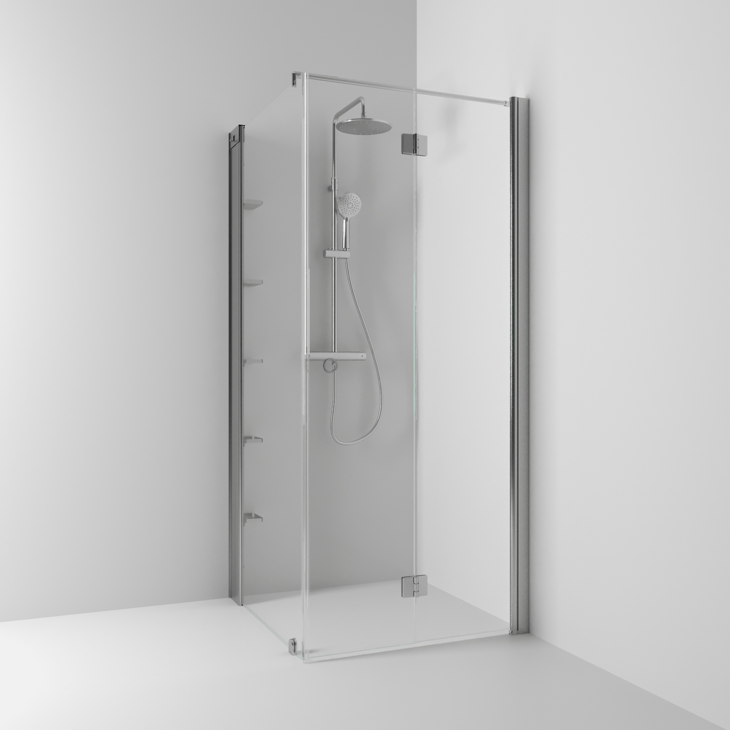 HÖRNDUSCH SVEDBERGS SKOGA VIK/FAST ALU MATT KLAR INTHT 80X100X198CM