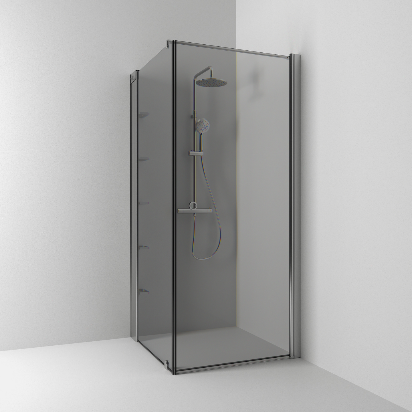 HÖRNDUSCH SVEDBERGS SKOGA RAK/FAST ALU MATT RÖK INTHT 100X198X93CM