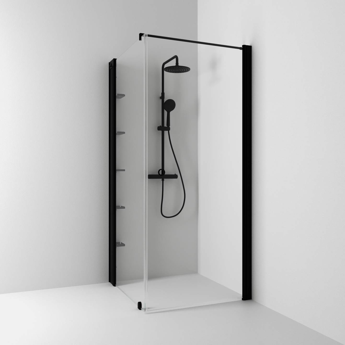 HÖRNDUSCH SVEDBERGS SKOGA RAK/FAST SVART MATT KLAR INTHT 90X198X93CM