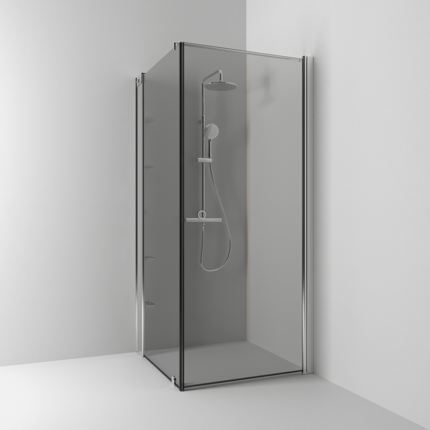 HÖRNDUSCH SVEDBERGS SKOGA RAK/FAST ALU BLANK RÖK INTHT 70X198X83CM