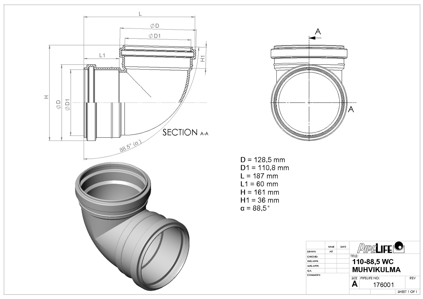 Wc-muhvikulma Pipelife 110
