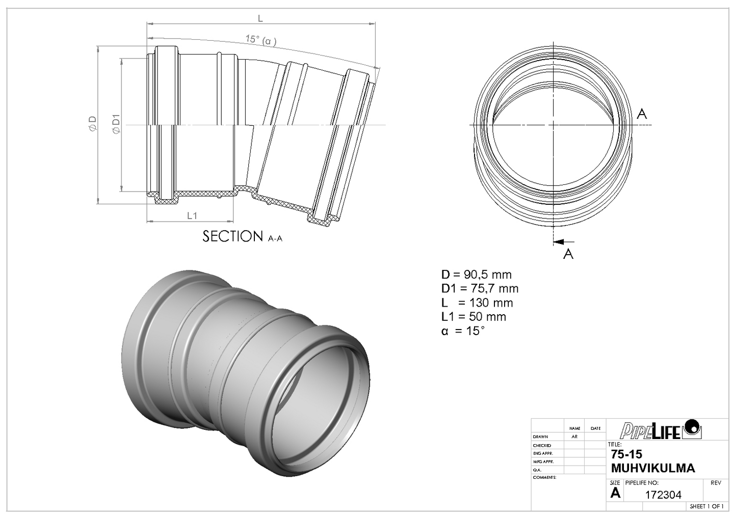HT-muhvikulma Pipelife 75x15 PP