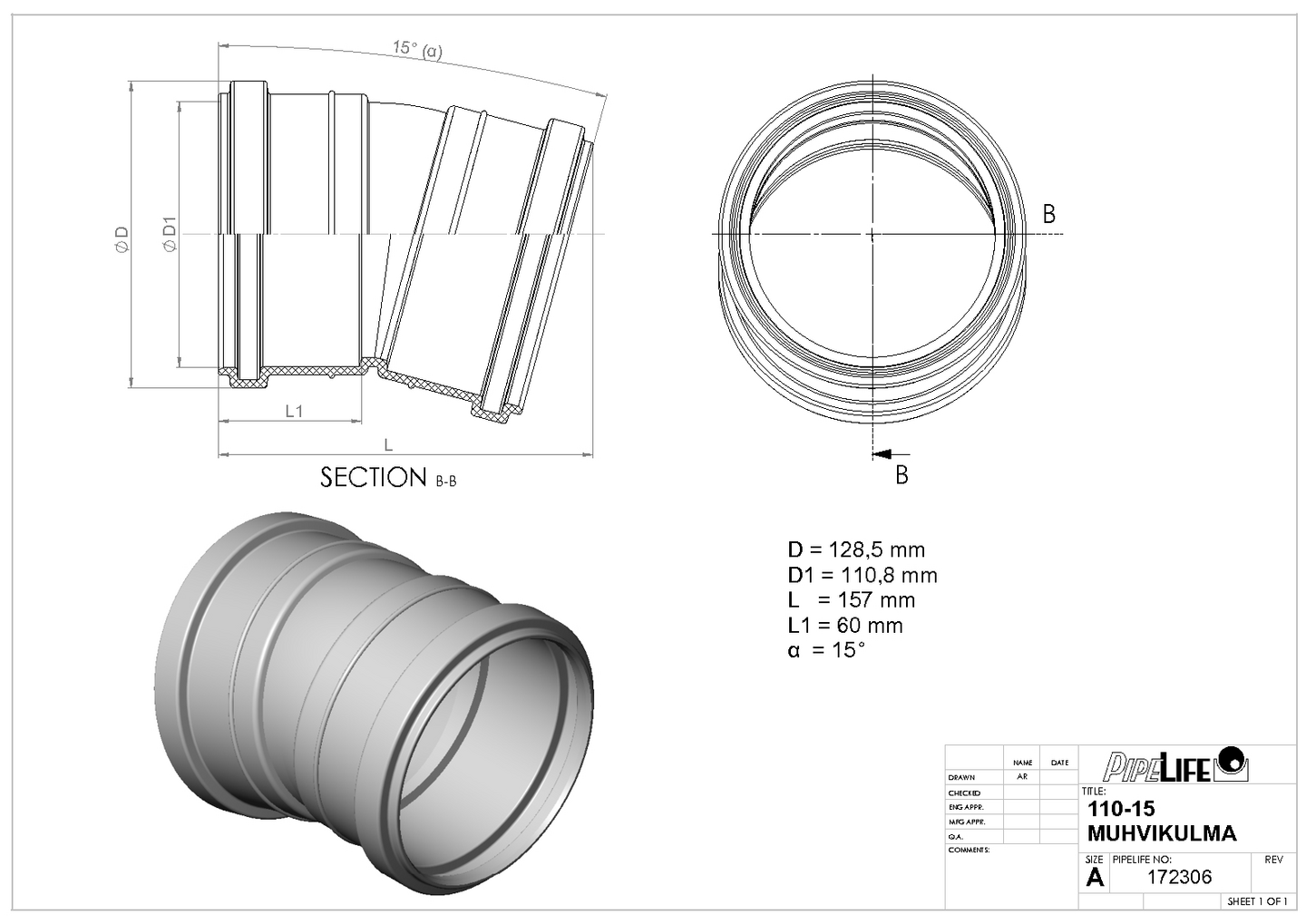 HT-muhvikulma Pipelife 110x15 PP