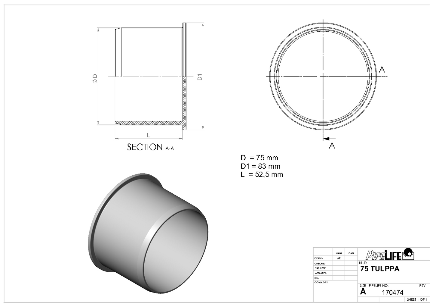 HT-tulppa Pipelife 75