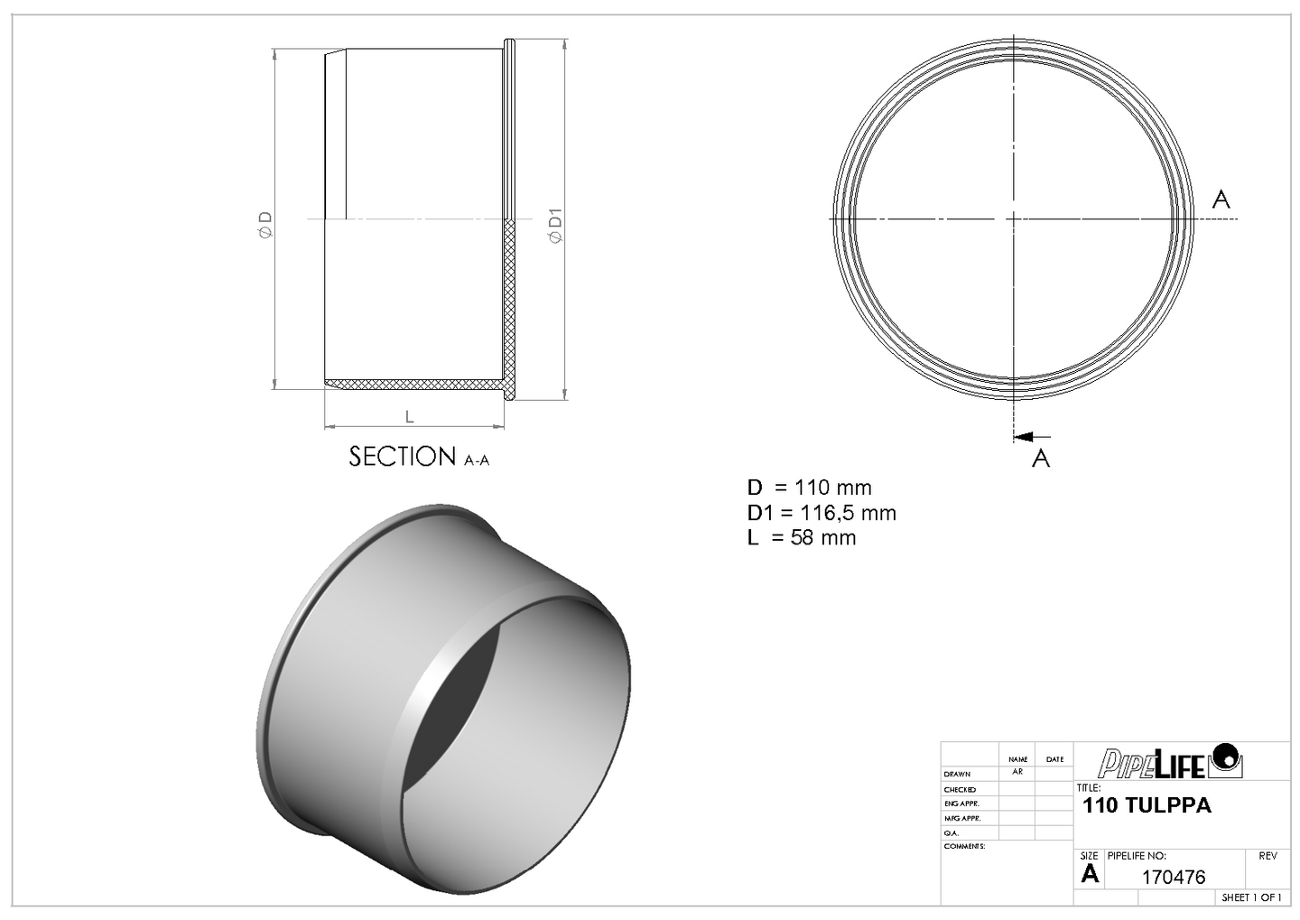 Tulppa Pipelife 110P