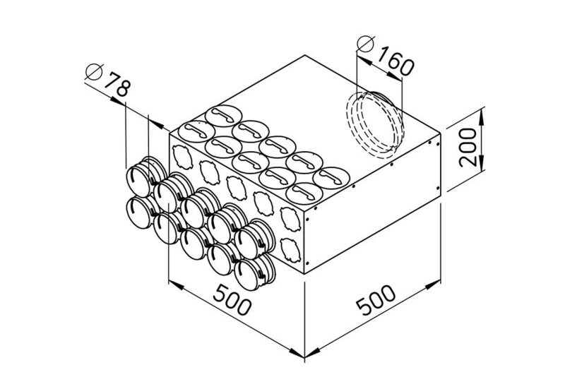 Ilmanjakolaatikko Vallox BlueSky 160mm 10 Lähtöä