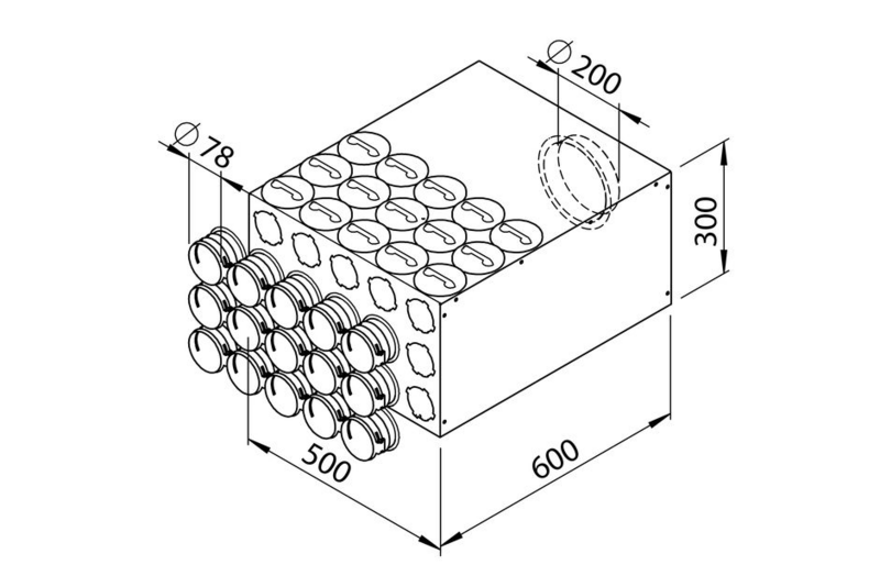 Ilmanjakolaatikko Valloxbluesky 200mm / 15 Lähtöä