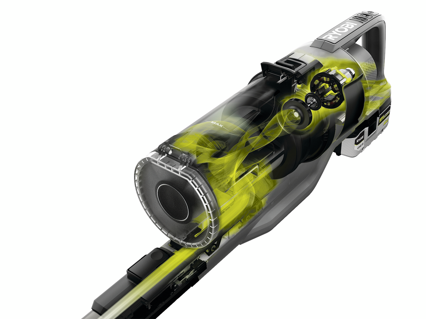 Varsi-imuri Ryobi RSVS18BL-0 18V ONE+ hiiliharjaton moottori ei akkua mukana