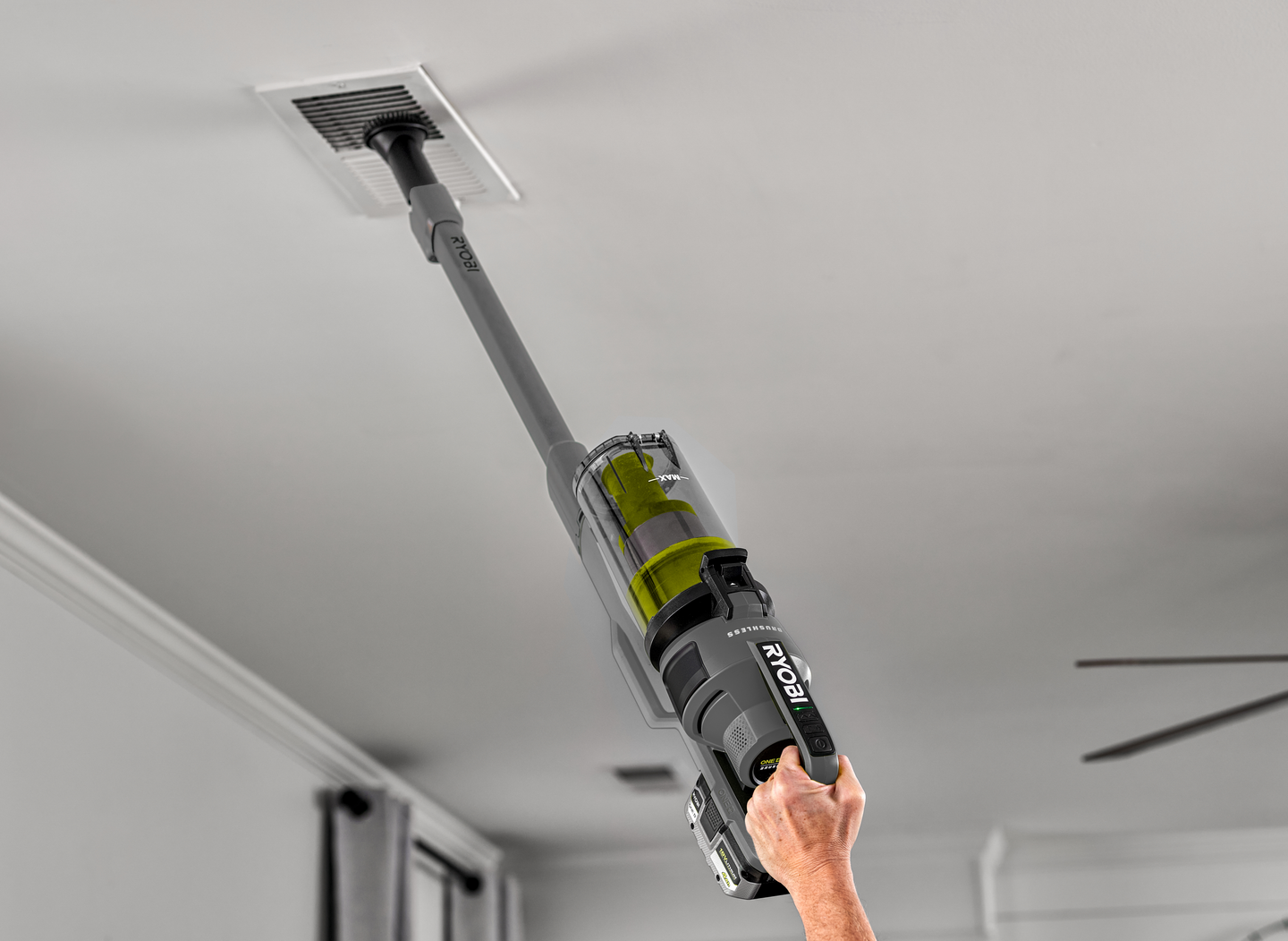 Varsi-imuri Ryobi RSVS18BL-0 18V ONE+ hiiliharjaton moottori ei akkua mukana