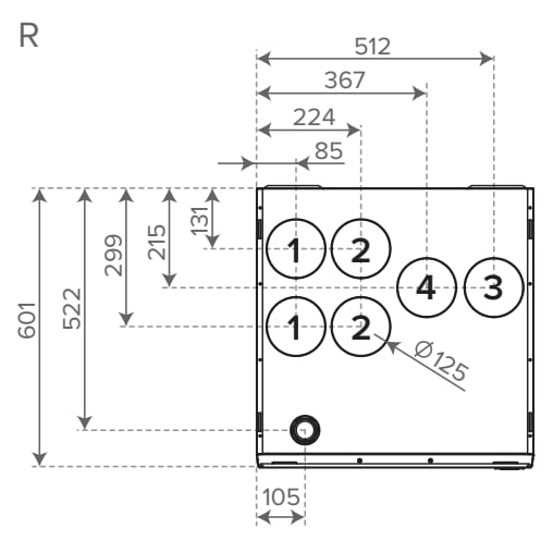 Kattoasennuslevy Vallox 125a R