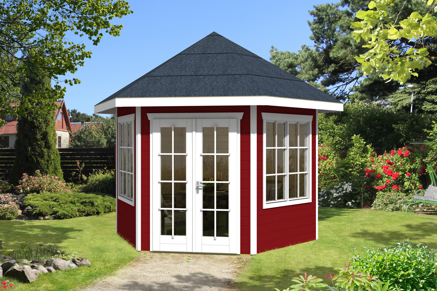 Huvimaja Almelo maalattu punainen 7,8m²