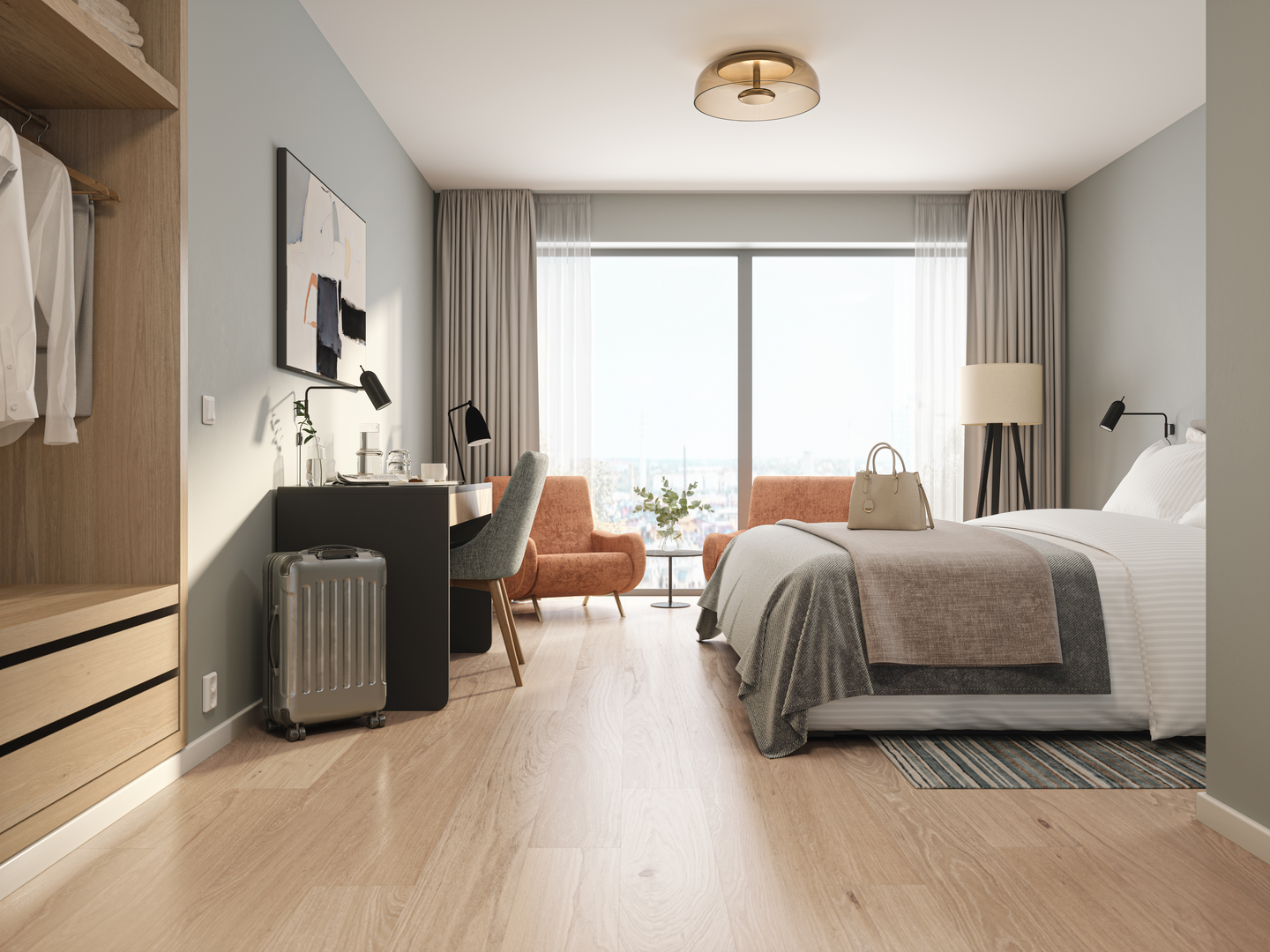 Kovetettu puulattia Bjelin tammi Immeln XL Ivory  5G Dry Pro mattalakka