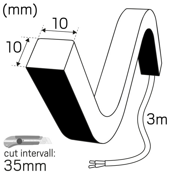 Valoprofiili/-nauha Hide-a-lite Ledstrip 24V Neon Mini IP67 3000K 5m