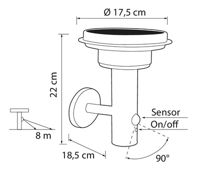 Seinävalaisin Airam Arette Solar ruostumaton teräs