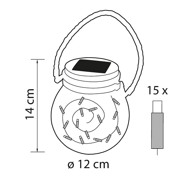 Lasipurkki Airam lulu Solar 14cm ø12cm