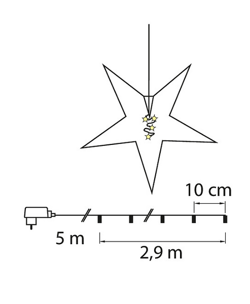 Paperitähden johto Airam 5m muuntajalla