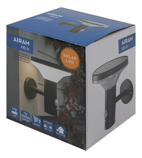 Seinävalaisin Airam Arlo Solar musta