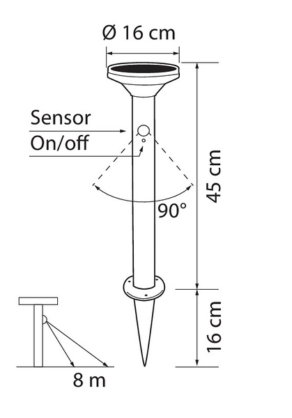 Solar Pollari Arlo 45cm musta