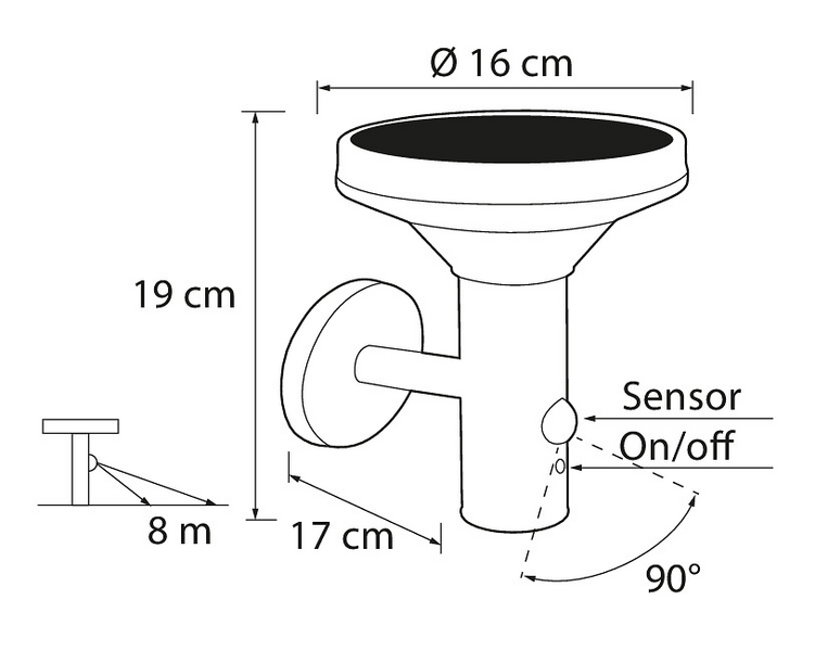 Seinävalaisin Airam Arlo Solar musta