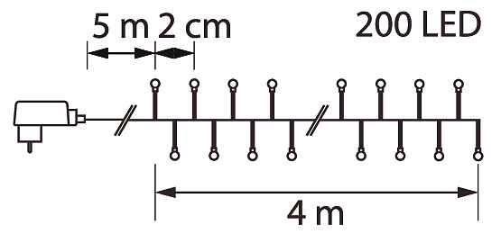 Valosarja Airam Pepino 200 led valkoinen