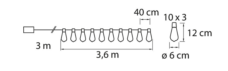 Led-lamppusarja Airam Bijou 3m paristokäyttöinen