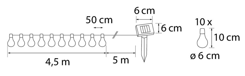 Solar-lamppusarja Airam Malta 10kpl