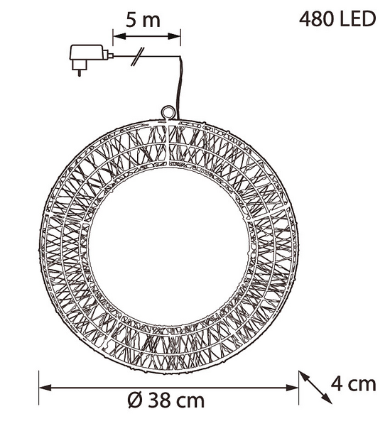 Valokranssi Airam Karo 480 led ø 38cm
