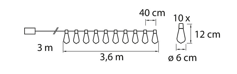 Lamppusarja Airam Bellamy 3,6m IP44 paristokäyttöinen