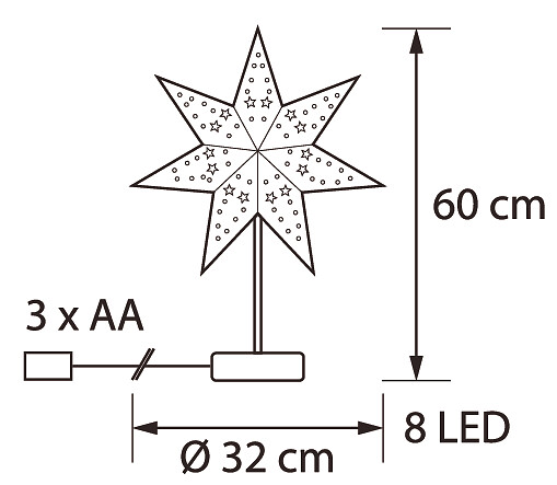 Paperitähti pöytävalaisin Airam Lappi paristokäyttöinen