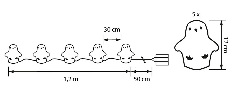 Koristehahmo Airam pingviinit Inga 12cm 5kpl