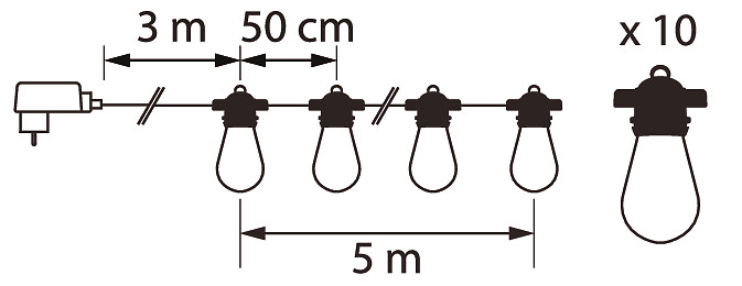 Valosarja Airam Ibiza 10 led värimix