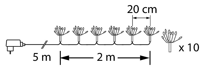 Valosarja Airam Allium 200 lediä kirkas johto IP44