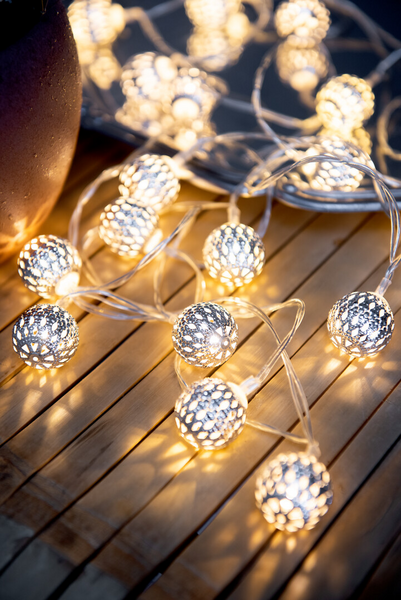 Metallipallosarja Airam Elsa 20 led hopea