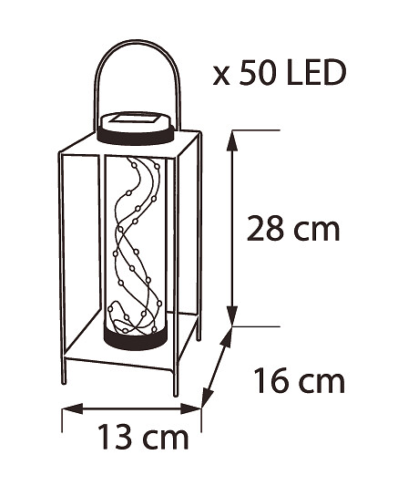 Lyhty Airam Modena solar metallia 28cm