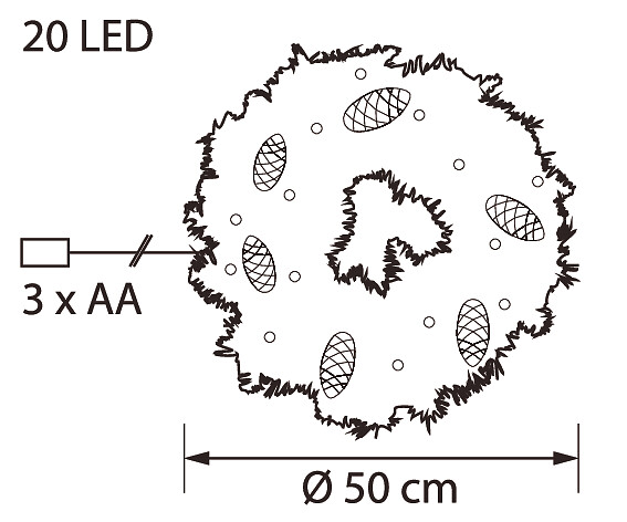 Käpyhavukranssi Airam Aune 20 led ø 50cm