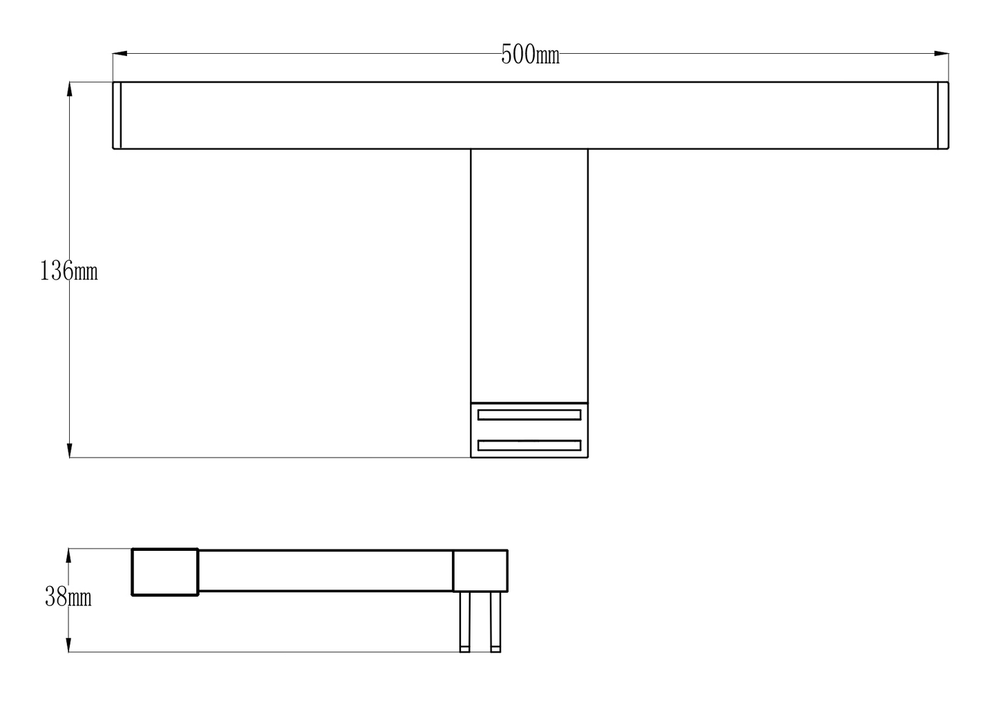 Kylpyhuonevalaisin Cello Spa Capo 500mm 600lm led musta IP44 himmennettävä