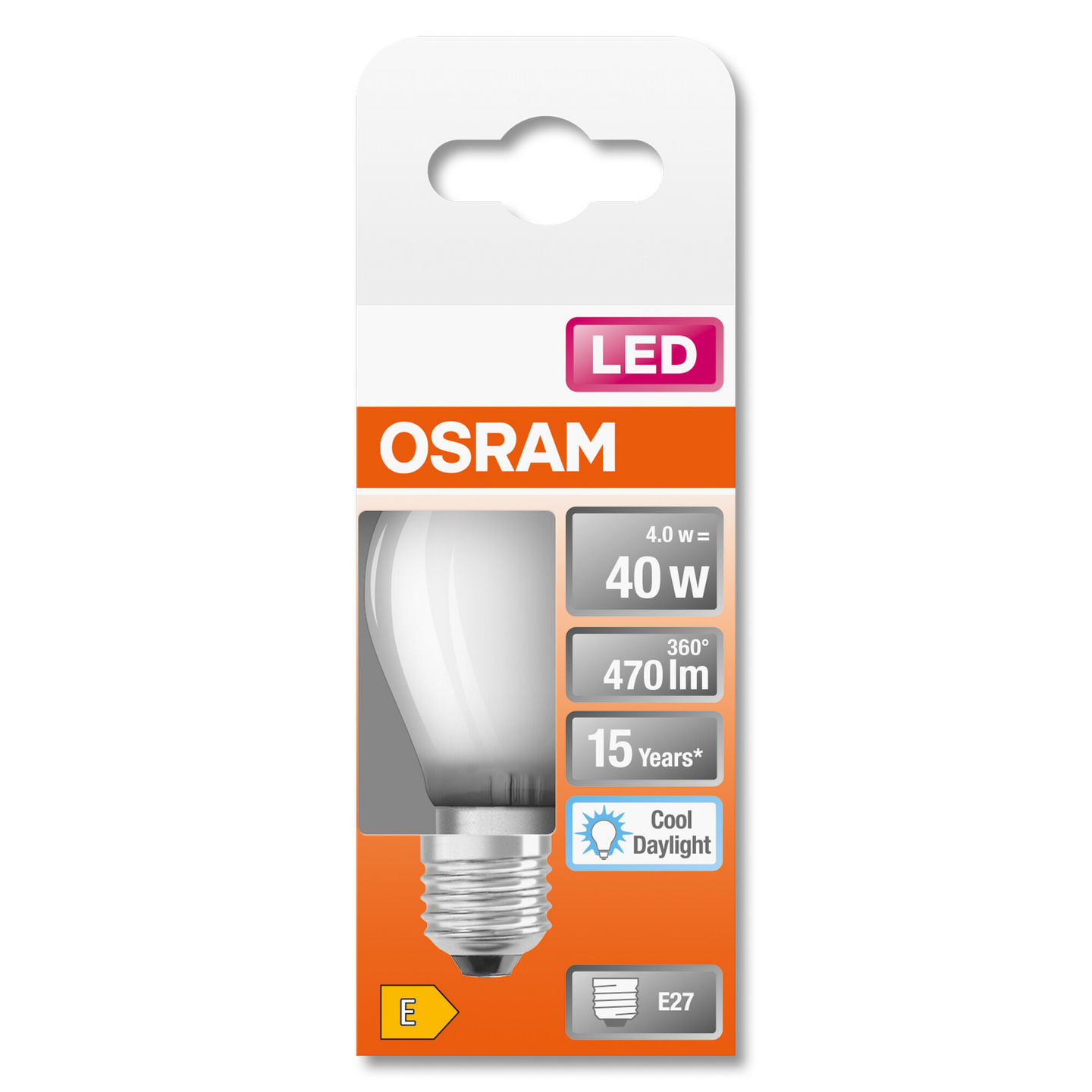 Led-pienkupulamppu OSRAM STAR Classic P 40 470lm 6500K E14 matta lasi